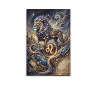 ASDFGHJKLZA Zodíaco Leo Lienzo Cuadros Decorativos Abstracto Decoracion Pared Salon Simbolo León 12x18inch(30x45cm)