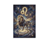 ASDFGHJKLZA Zodíaco Leo Lienzo Cuadros Lienzos Decorativos León Cósmico Decoracion Pared Salon 20x30inch(50x75cm)