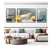 ASDFGHT Cuadros Decoracion Salon Modernos Murales WU Cristal de Alto Brillo Decorativo Triple, Pinturas Murales de Fondo Alta Gama Cuadros Decorativos (Color : Q, Size : 50x70/100x70/50x70cm)