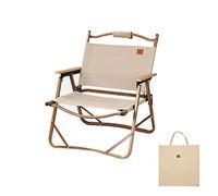 ASDFGHT Silla Playa Plegable Reclinable Pasamanos de Madera Maciza Y Respaldo de Tela Oxford 900D Sillas Jardin Fácil de Transportar para Pescar, Acampar, En La Naturaleza(Beige,73x54x38cm)