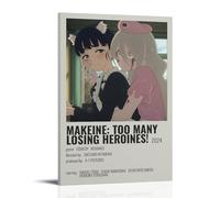 ASDGHIAWEUWQ Póster de arte moderno y retro con texto en inglés «Too Many Losing Heroines!» para pared, 50 x 75 cm, estilo marco