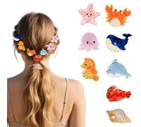 ASDIIT 8 pinzas para el pelo de estrella de mar con animales del océano para mujer, mini pinzas para el pelo, divertidos y lindos accesorios de playa de verano, regalos de elefante blanco