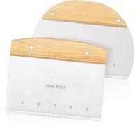 Asdirne Cortador de masa, raspador de masa con mango de madera y hoja de acero inoxidable de grado alimenticio, raspador de repostería, 15 cm, 2 unidades