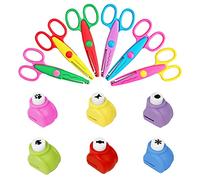 Asdirne de Tijeras de Manualidades Para Niños, Tijera Zig Zag en Una Variedad de Divertidos Patrones, Incluyendo 6 Tijeras de Encaje Para Niños y 6 Perforadores en Relieve