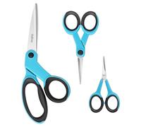 Asdirne Tijeras de tela, juego de tijeras con hoja afilada de acero inoxidable y asas suaves, incluyendo tijeras de costura, tijeras de manualidades y tijeras de bordado, 3 piezas, azul/negro