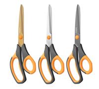 Asdirne Tijeras de titanio, tijeras multiusos, cuchillas de acero inoxidable ultra afiladas, agarre cómodo, ideales para manualidades, oficina, escuela y uso diario, negro/naranja