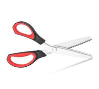 Asdirne Tijeras dentadas izquierdas, tijeras profesionales en zigzag, tijeras dentadas con empuñaduras de goma y hoja ultra afilada, ideales para muchos tipos de telas, 24 cm, rojo/negro