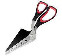 Asdirne Tijeras para Pizza, Cortador de Pizza con Pala, Hoja Afilada de Acero Inoxidable de Calidad Alimentaria y Mango de Agarre Suave, Tijeras de Cocina Multifuncionales, 27CM, Negro/Rojo