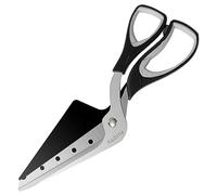 Asdirne Tijeras para pizza, cortador de pizza con pala, hoja afilada de acero inoxidable para uso alimentario y mango suave, tijeras de cocina multifuncionales, 27 cm, negro/gris