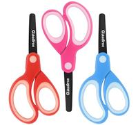 Asdirne Tijeras para zurdos para niños, tijeras de seguridad para niños con punta roma cuchillas de acero inoxidable y agarre suave, ideales para el hogar y la escuela, colores surtidos, 13,5 cm