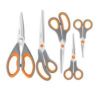 Asdirne Tijeras, Tijeras Cocina con Hojas Afiladas de Acero Inoxidable y Mangos Suaves, Juego de Tijeras Multifuncionales, 5 Piezas, Naranja/Gris