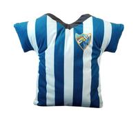 ASDITEX Cojín Decorativo Málaga CF, Diseño Camiseta a Rayas Azul y Blanco, Terciopelo