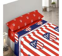 ASDITEX Juego de sábanas 3 Piezas Atlético de Madrid Cama 150 cm. (sábana230x270 cm.-Bajera 150x200+28 cm. y Almohada 45x175 cm.)