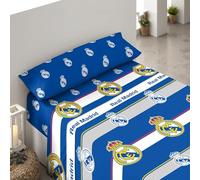 Asditex Juego de sábanas 3 Piezas Real Madrid Cama 135 cm. (sábana de 210 x 270 cm.-Bajera de 135x200+28 cm. y Almohada 45x155 cm.)