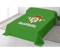 ASDITEX Manta Rachel Real Betis Producto Oficial: Manta de Algodón y Poliéster, Talla King, Verde, Rayas con Escudo, Duradera, Caliente, para Hogar y Exterior