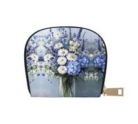 ASDJHFABKY Nature Scenery - Bolsa de piel con diseño de flores azules y blancas, diseño floral en florero, paquete de tarjetas para viajeros activos, para tarjetas de tránsito e identificaciones de
