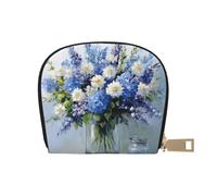 ASDJHFABKY Nature Scenery - Bolsa de piel con diseño de flores azules y blancas, diseño floral en florero, paquete de tarjetas para viajeros activos, para tarjetas de tránsito e identificaciones de