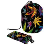 asebiunh - Bolsas de cosméticos de viaje, bolsa de maquillaje de barril, multifuncional, bolsa organizadora redonda, bolsillo de almacenamiento, color hoja de hierba, multicolor, 9.9x6.9in/25.2x17.6cm