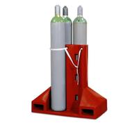 Asecos Soporte de transporte de polietileno para 4 botellas de gas máx. 230 mm, rojo, 1120 mm de ancho, 600 mm de profundidad, 1100 mm de altura