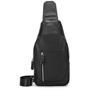 ASEDRFY Bolsa de pecho de piel auténtica para hombre, con compartimento para iPad y bolsillo para teléfono