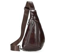 ASEDRFY Bolsa de pecho de piel auténtica para hombre, con compartimento para iPad y bolsillo para teléfono