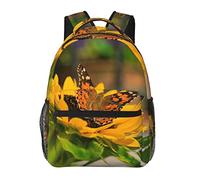 ASEELO Mochila de senderismo casual con diseño de girasol, mariposa, duradera, para la universidad, para guardar tabletas, para el trabajo o para la computadora, Girasol, mariposa, Talla única