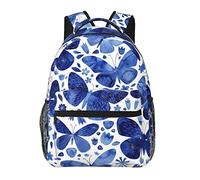ASEELO Scary Spider - Mochila de senderismo casual para la universidad, bolsa de almacenamiento para tabletas, mochilas de computadora de trabajo de negocios, Azul (Blue Butterflies), Talla única