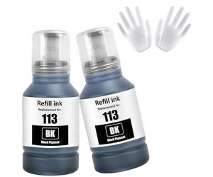 ASEKER 113 Tinta 2 Negro Compatible para Epson EcoTank ET-5150 ET-5160 ET-5170 ET-5800 ET-5850 ET-5880 ET-16150 ET-16600 ET-16650 ET-16680 Pro ET-5800 ET-5850 ET-5880 ET-15000 Impresora (BK*2)