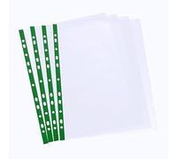 ASelected 100 carpetas de plástico transparente de calidad A4, bolsillos perforados