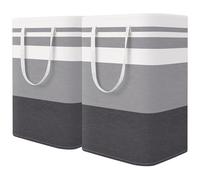 ASelected 2 cestas grandes plegables para la ropa sucia, 75 L, color gris degradado, para ropa en el dormitorio y la familia