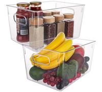 ASelected 2 organizadores para frigorífico, 29 x 20,6 x 15 cm, organizador de fridge, caja de almacenamiento con asas para cocina, frigorífico, armarios de baño