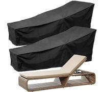 ASelected 2 Piezas Funda Tumbona 210D Negra 210x75x80cm Jardin | Cubierta Chaise Longue de Exterior en Oxford 210D, Protector para Tumbona Negra con UV y Bolsa para Jardín y Terraza