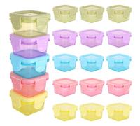 ASelected 20 latas pequeñas con tapa, 60 ml, pequeñas latas con tapa de plástico, cuadradas, apilables, para aderezos de ensaladas, mermeladas, frutas, aperitivos, especias, salsas