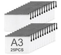 ASelected 25pcs Bolsa Documento A3, Bolsa Zip Camisa PVC Malla, Bolsa con Cremallera de Plástico Cremallera de Almacenamiento Archivos A3 para Almacenamiento Documento Recetas Empresariales