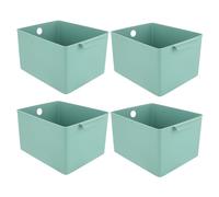 ASelected 4 cajas de almacenamiento de plástico con asa, color verde claro, 26 x 19 x 15 cm, cestas de almacenamiento de plástico, para cocina, hogar y oficina, color verde claro, tamaño grande