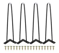 ASelected 4 Patas de Mesa de Horquilla de 40 cm, Mesa de Metal Resistente con Protector de Suelo de Goma y Tornillos, adecuadas para Armario, Silla, Mesa de Escritorio (Negro)