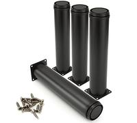 ASelected 4 patas redondas regulables de acero inoxidable, 250 mm, diámetro 50 mm, para muebles, estanterías, sofás y armarios, con 40 tornillos