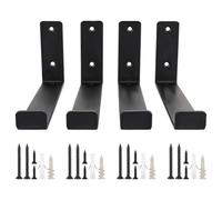 ASelected 4 soportes de estante pesados de 5 mm de grosor, soportes de estante de metal negro resistente, 225 x 110 mm, incluye accesorios y accesorios