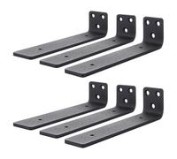 ASelected 4 soportes flotantes de 8 pulgadas, 3 agujeros, resistentes para montaje en pared, soportes de metal negro en L, soportes de soporte para bricolaje