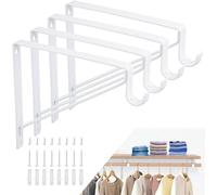 ASelected 4 soportes para estante de pared, 275 mm x 275 mm, resistente soporte industrial blanco con labio, fijación para estante de pared, soporte flotante industrial de hierro, carga máxima de 68