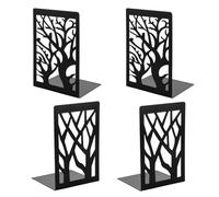 ASelected 4 sujetalibros de Metal Resistente, Dos Pares de sujetalibros Negros en Forma de L con Alfombrilla Antideslizante, tapón de Libros para Biblioteca en casa, Oficina, Biblioteca