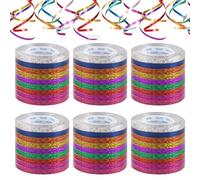 ASelected 54 Rollos de serpentinas holográficas, Juego de serpentinas láser en 9 Colores (5 mm x 10 m), decoración Brillante para cumpleaños, Bodas, Carnaval, Fiestas, serpentinas de plástico