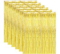 ASelected 6 cortinas de oropel, 1 cortina de lámina dorada de 2 m, cortinas con flecos, decoraciones de fiesta, cortinas de fondo de fotos, suministros de fiesta para cumpleaños, boda, Navidad,