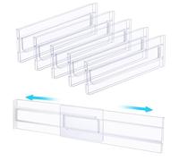 ASelected 6 organizadores de cajones ajustables de plástico expandibles para cocina, dormitorio, oficina, escritorio, tocador, ropa cosmética (transparente)