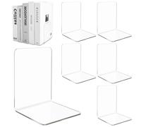 ASelected 6 sujetalibros de 13 x 10 x 10 cm sujetalibros de acrílico Transparente para organización de Escritorio, hogar, Escuela, Biblioteca