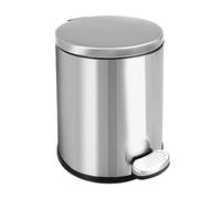 ASelected 6L Caja de pedal redonda Cuarto de baño Dormitorio Oficina Cubo interior de pedal resistente Acero inoxidable (Plata)