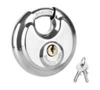 ASelected Candado de disco de acero inoxidable de 70 mm para exteriores, resistente al agua, con candado de llave para almacenes, contenedores, garajes, puertas, cadenas, vallas (2 llaves)