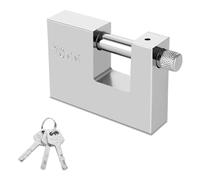 ASelected Candado pesado para exteriores con 3 llaves, grilletes de 70 mm de grosor, protección contra golpes, garaje, contenedor, puerta y almacén, color acero inoxidable