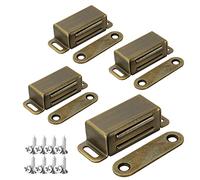 ASelected Catch - Paquete de 4 imanes fuertes de acero inoxidable de 8 kg para puerta de gabinete pequeño, cierre de armario, armario y armario, color bronce