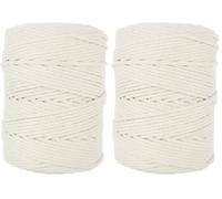 ASelected Cordón de macramé de 5 mm, Hilo de macramé de algodón de 656 pies, Cuerda Gruesa para Colgar en la Pared, macetas Colgantes, Manualidades y Artes Hechas a Mano (Beige) (Paquete de 2)